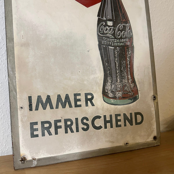 Vintage sehr seltenes Werbeschild Coca-Cola immer erfrischend
