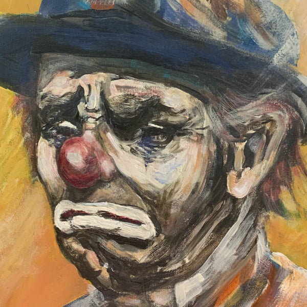 Vintage Gemälde Der traurige Clown