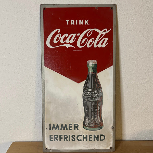 Vintage sehr seltenes Werbeschild Coca-Cola immer erfrischend