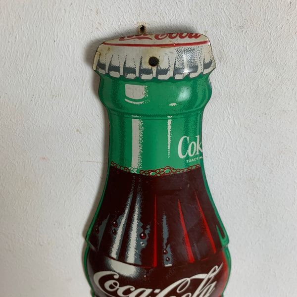 Vintage Blechschild mit Thermometer von Coca Cola