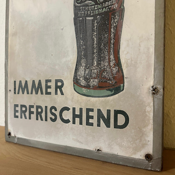 Vintage sehr seltenes Werbeschild Coca-Cola immer erfrischend