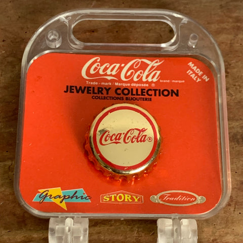 Vintage Goldener Kronkorken Pin von Coca Cola
