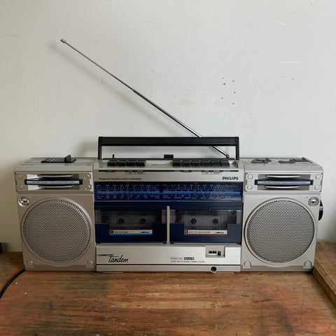 Vintage Radio Cassette Recorder Super Tandem D8334 von Philips