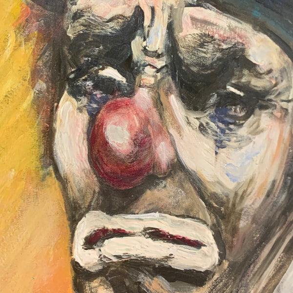 Vintage Gemälde Der traurige Clown