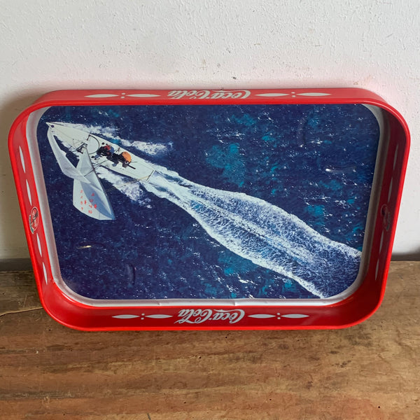 Vintage Coca-Cola Tablett Segelboot