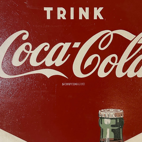 Vintage sehr seltenes Werbeschild Coca-Cola immer erfrischend
