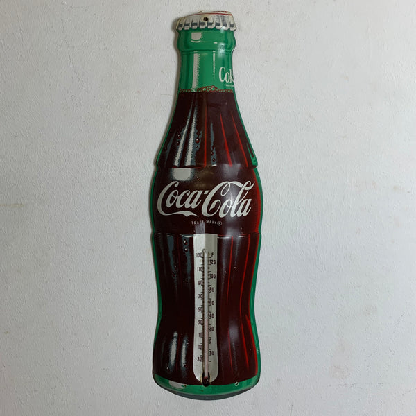 Vintage Blechschild mit Thermometer von Coca Cola