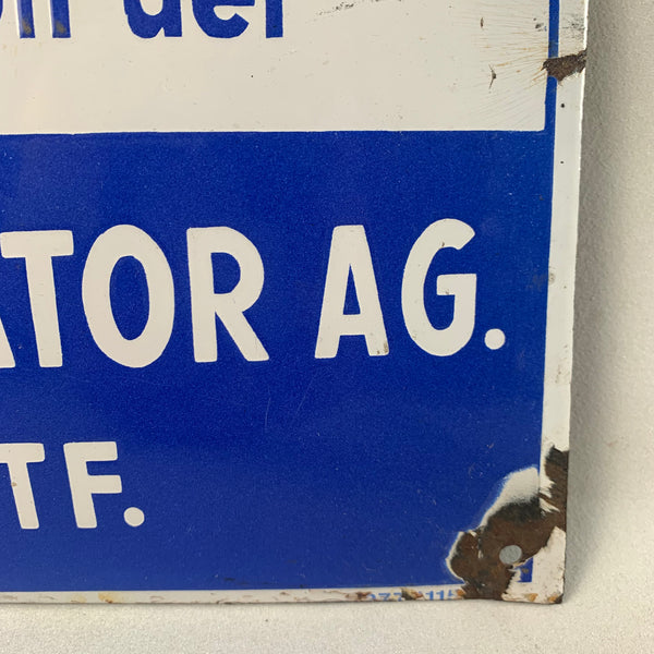 Emaille Schild Westfalia Separator AG.