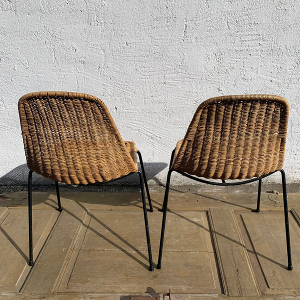 2 Geflechtstühle / Korb Stühle von Gian Franco Legler