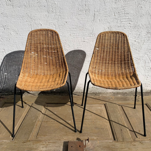 2 Geflechtstühle / Korb Stühle von Gian Franco Legler