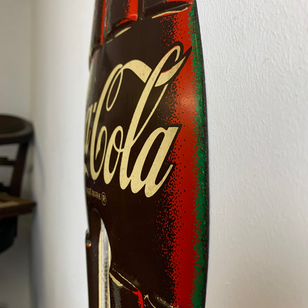 Vintage Blechschild mit Thermometer von Coca Cola