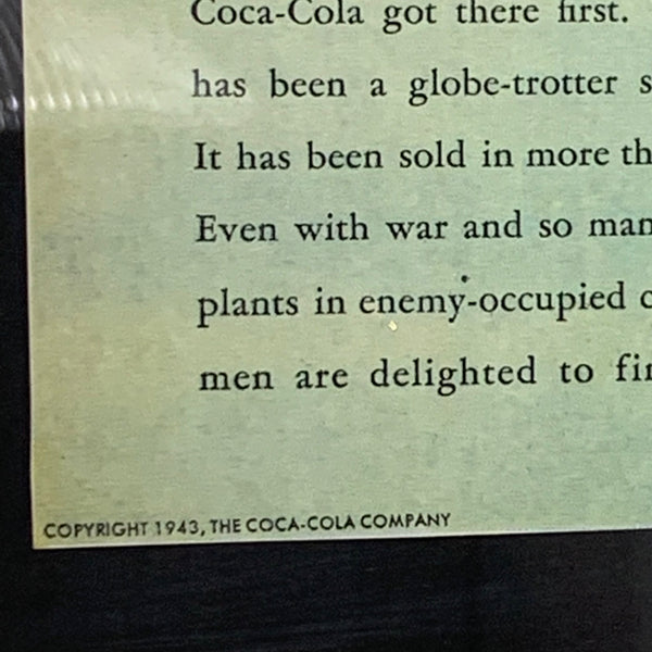 Papier Reklame von Coca Cola 1943