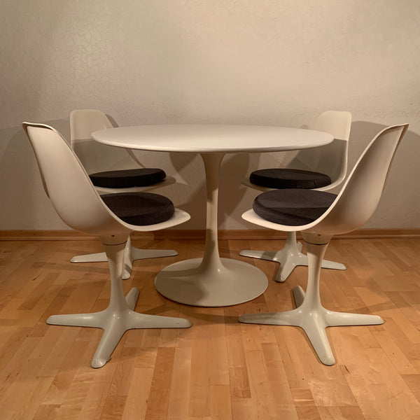 Vintage Space Age Dining Room Set vier Stühle und Tisch von Maurice Burke für Arkana