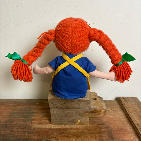 Vintage Schwedische Astrid Lindgren Pippi Langstrumpf Stoffpuppe von Palmefjord Toys