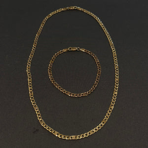 Stäbchenpanzerkette mit passendem Armband aus 333er Gold