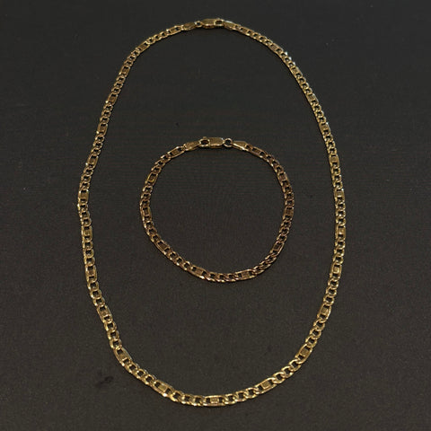 Stäbchenpanzerkette mit passendem Armband aus 333er Gold
