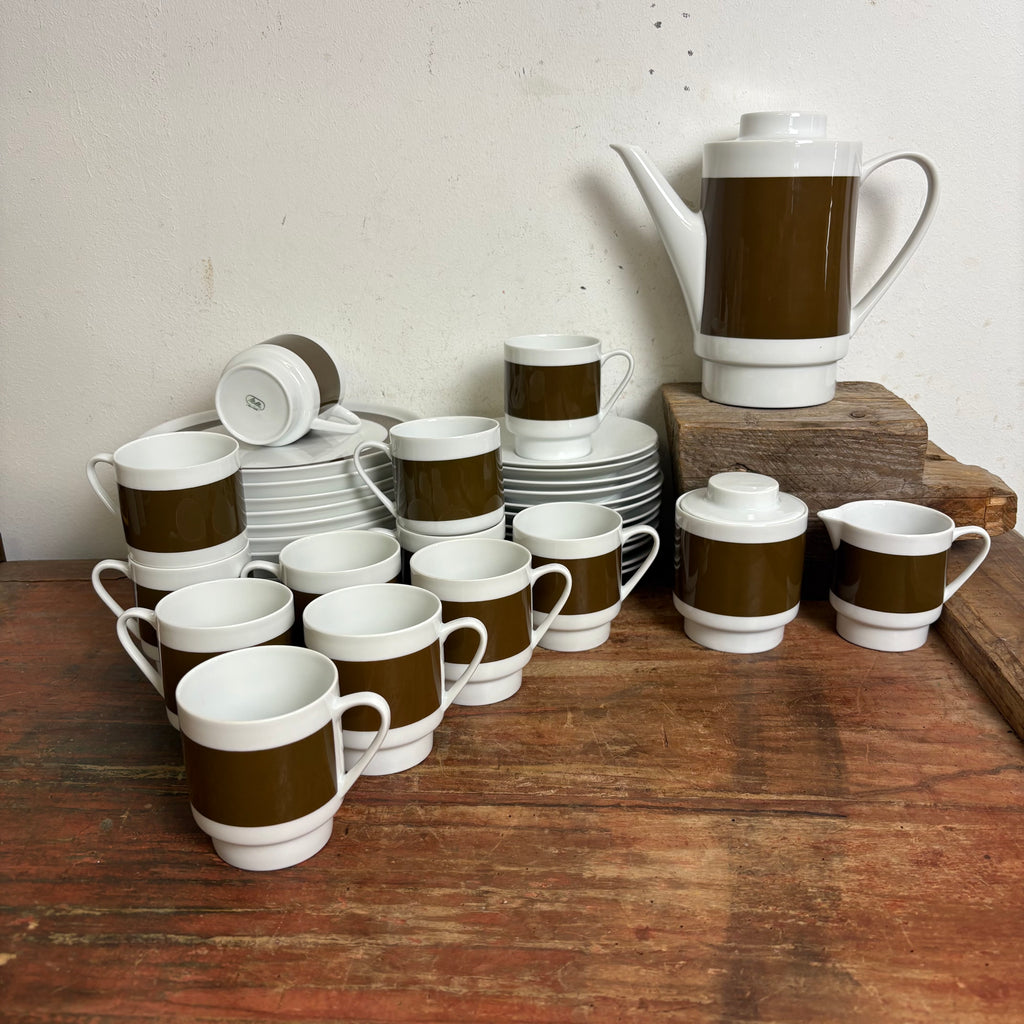Vintage Kaffeeservice Melitta Hamburg 2025 Braunes Band für 12 Persone – Trödelfuchs Vintage Shop
