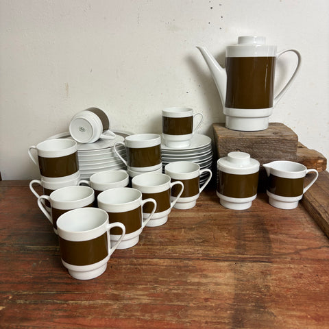 Vintage Kaffeeservice Melitta Hamburg 2025 Braunes Band für 12 Personen
