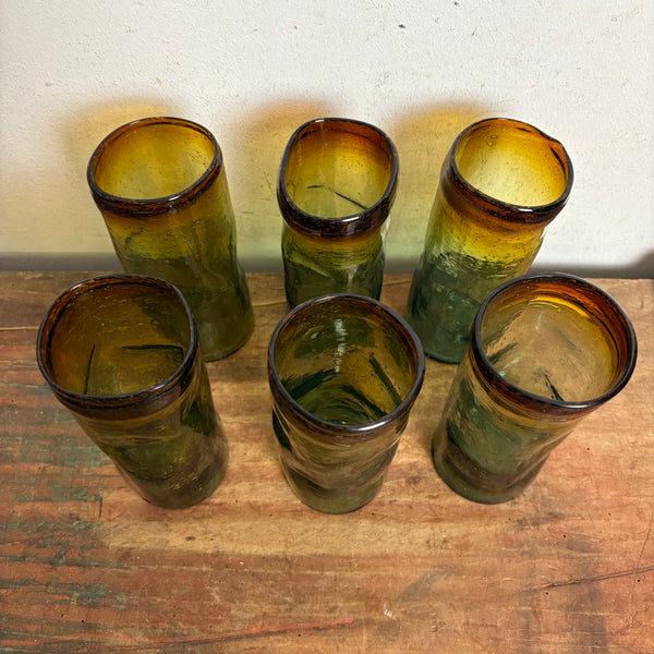 Vintage 6er Set Amber Trinkgläser