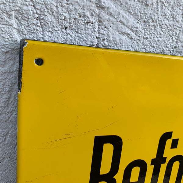 Vintage Emaille Schild Beförderung nur mit angeschnallten Schiern