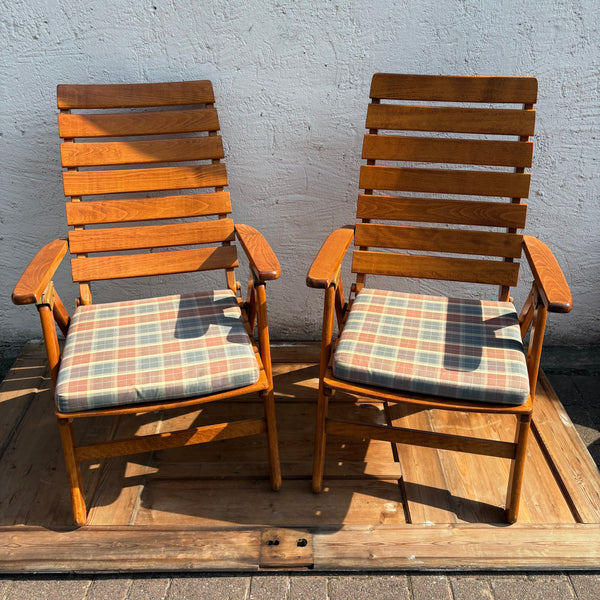 2er Set Vintage Holz Garten Klappstühle