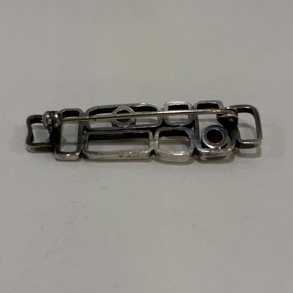 Art Deco Silber Brosche mit Rubinen von Hermann Julius Wilm