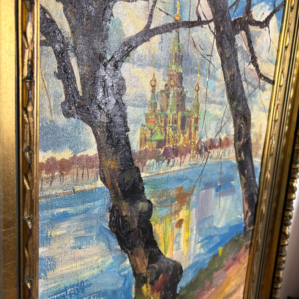 Ölgemälde Peter-und-Paul-Kathedrale im Sankt Petersburger Stadtteil Peterhof