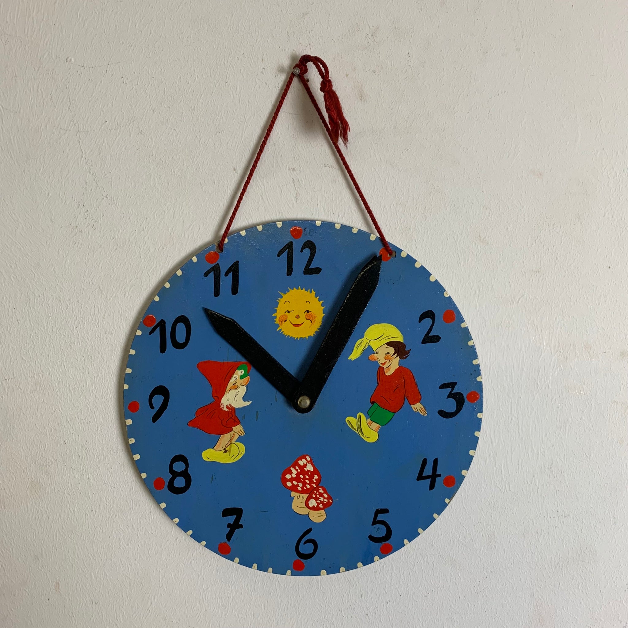 Vintage Kinder Lern Uhr aus Holz