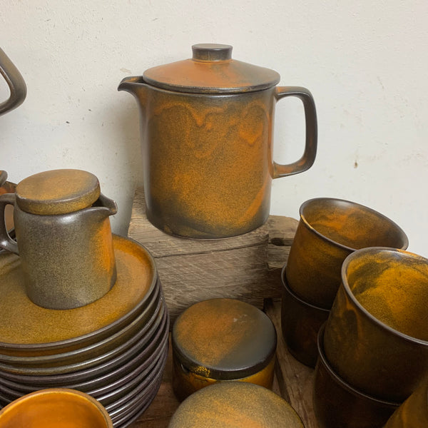 Vintage Kaffee / Tee Service Sompex Tekton 200 braun von Keramisches Werk Heisterholz
KWH