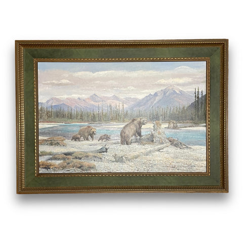 Ölgemälde Canada Bären mit gerissenem Hirsch von Fritz Laube
