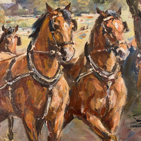 Ölgemälde Fahrtunier von Heinrich Faust