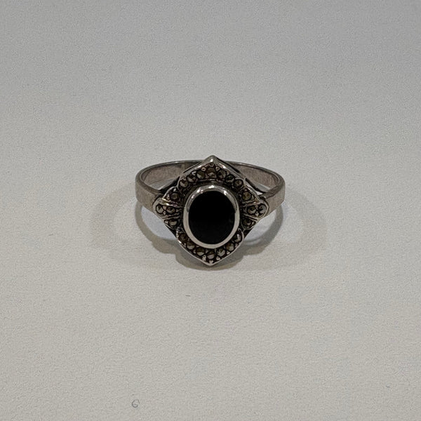 Art Deco Sterling Silber Ring mit Onix