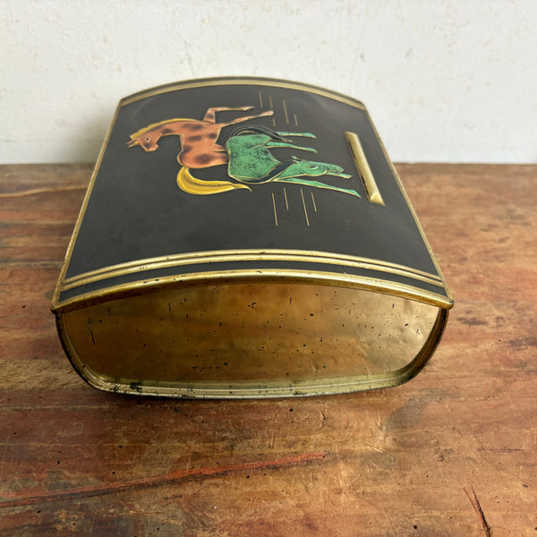 Vintage Mid Century Blechdose mit Pferde Motiv von Nörenberg-Kaffee Hamburg