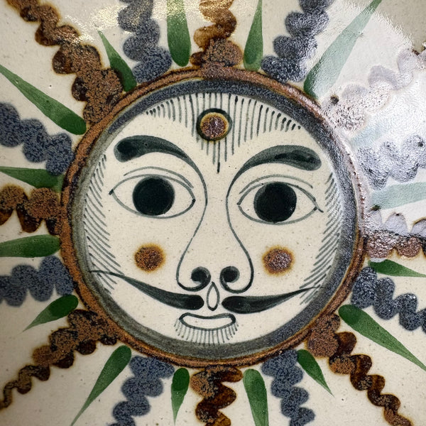 Vintage mexikanische Keramik Wandteller Sonne Mond von Jorge Wilmot Tonala