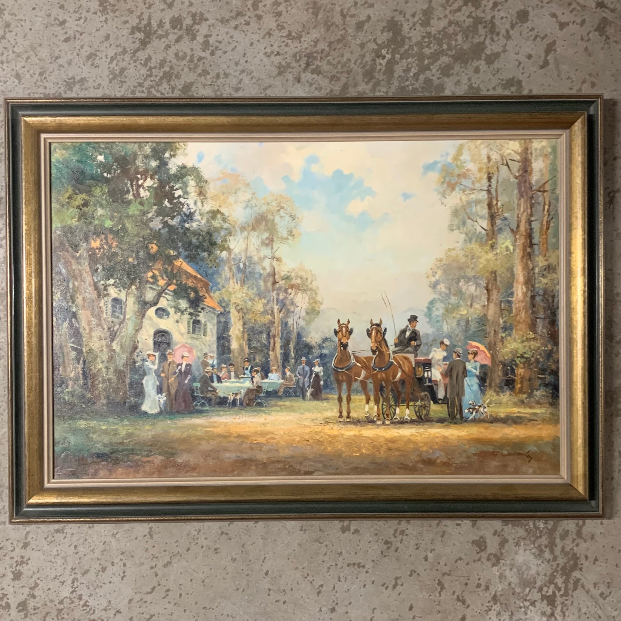 Ölgemälde Gesellschaft im Englischer Garten München von Alfred Otto Lier