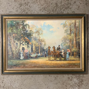 Ölgemälde Gesellschaft im Englischer Garten München von Alfred Otto Lier