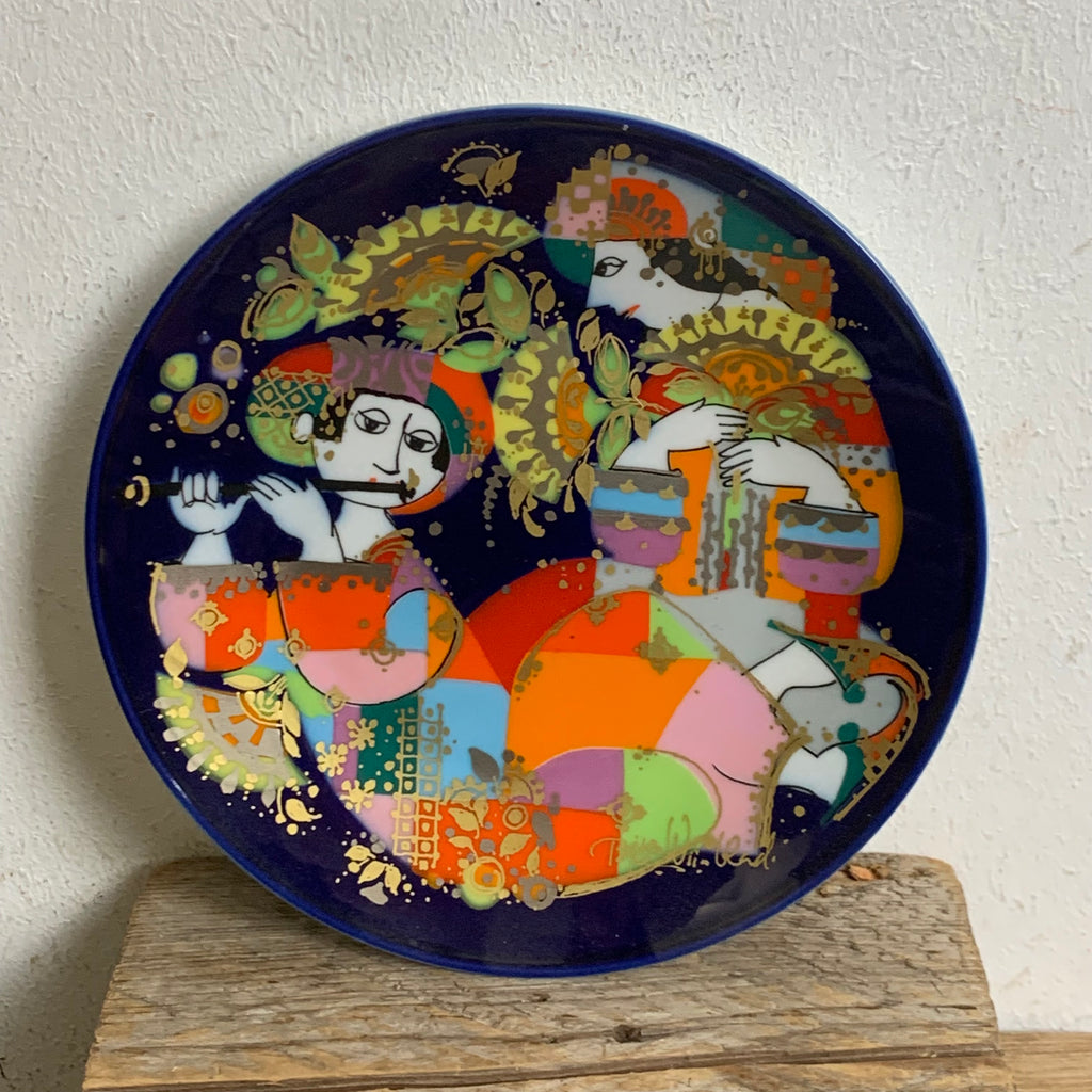 Vintage Rosenthal Studio Linie Wandteller mit Musikern von Björn Wiinb – Trödelfuchs Vintage Shop