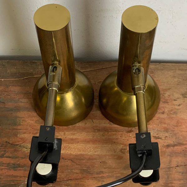 Zwei vintage Messing Klemm Lampen von Koch & Lowy für Omi