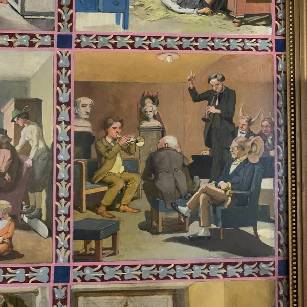 Ölgemälde Zyklus von zwölf bildlich dargestellten Sprichwörtern von Anton Josef Ritter von Kenner