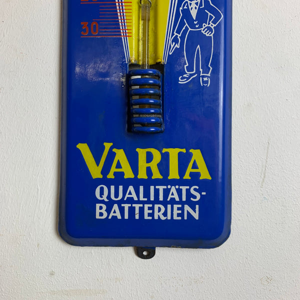 Vintage Emaille Schild Thermometer Varta Qualitäts Batterien