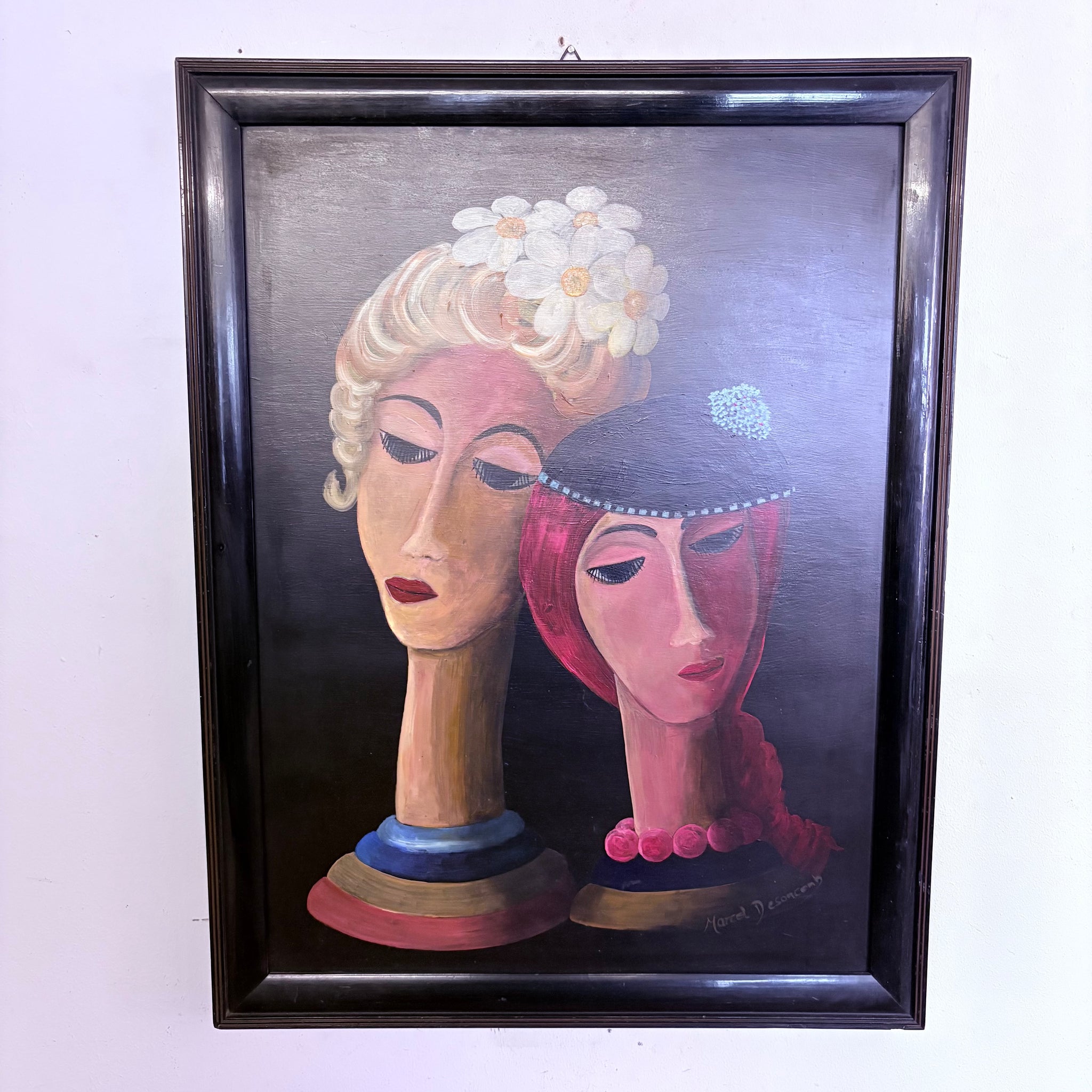 Gemälde Zwei Damen im Art Deco Stil von Marcel Desoncons