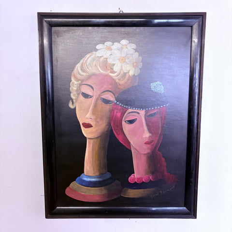 Gemälde Zwei Damen im Art Deco Stil von Marcel Desoncons