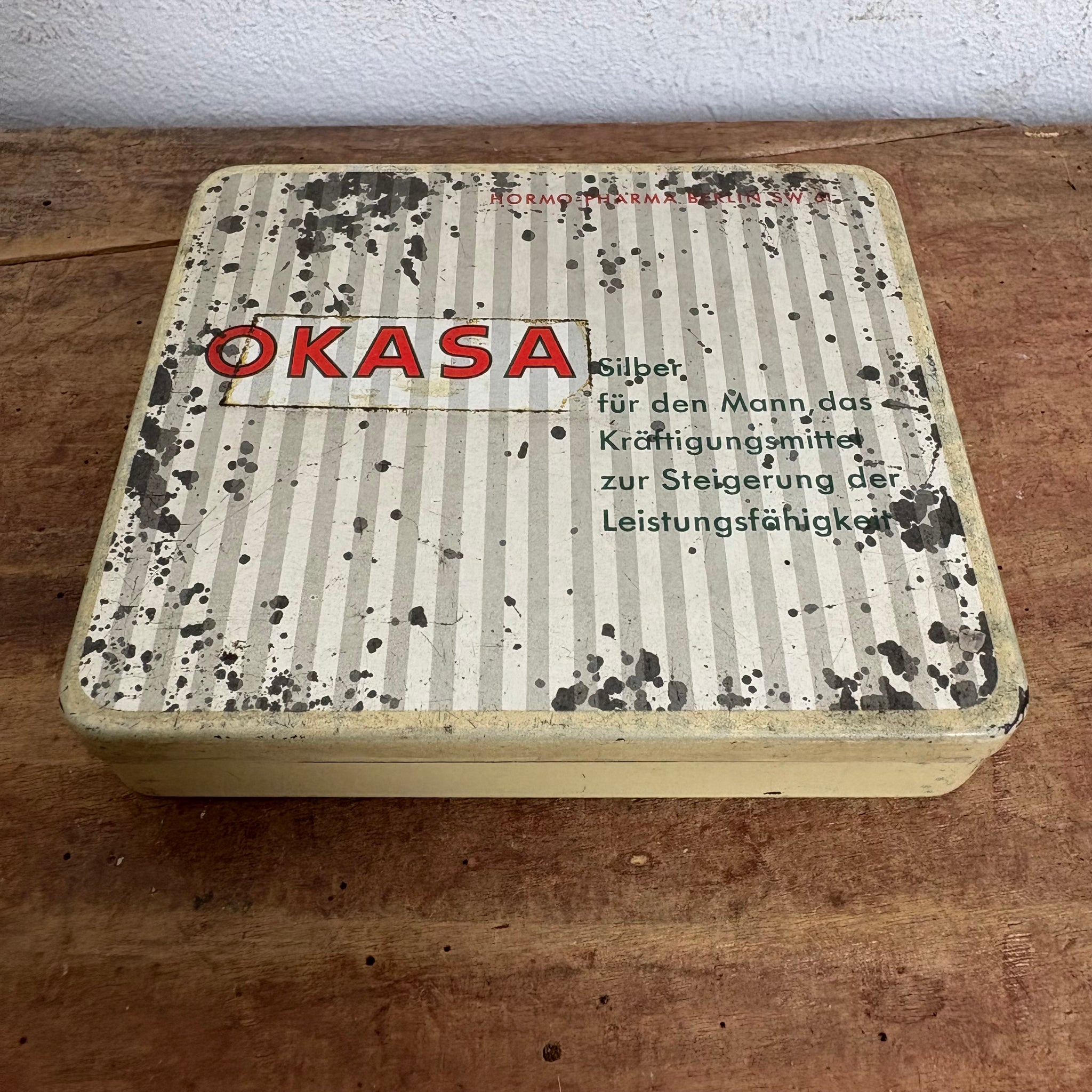 Vintage Potenzmittel Blechdose OKASA