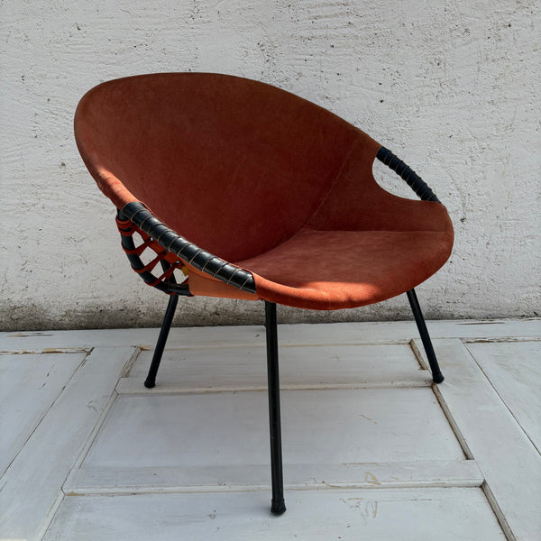 Vintage Mid Century Wildleder Circle Balloon Chair von Lusch Erzeugnis für Lusch & Co.