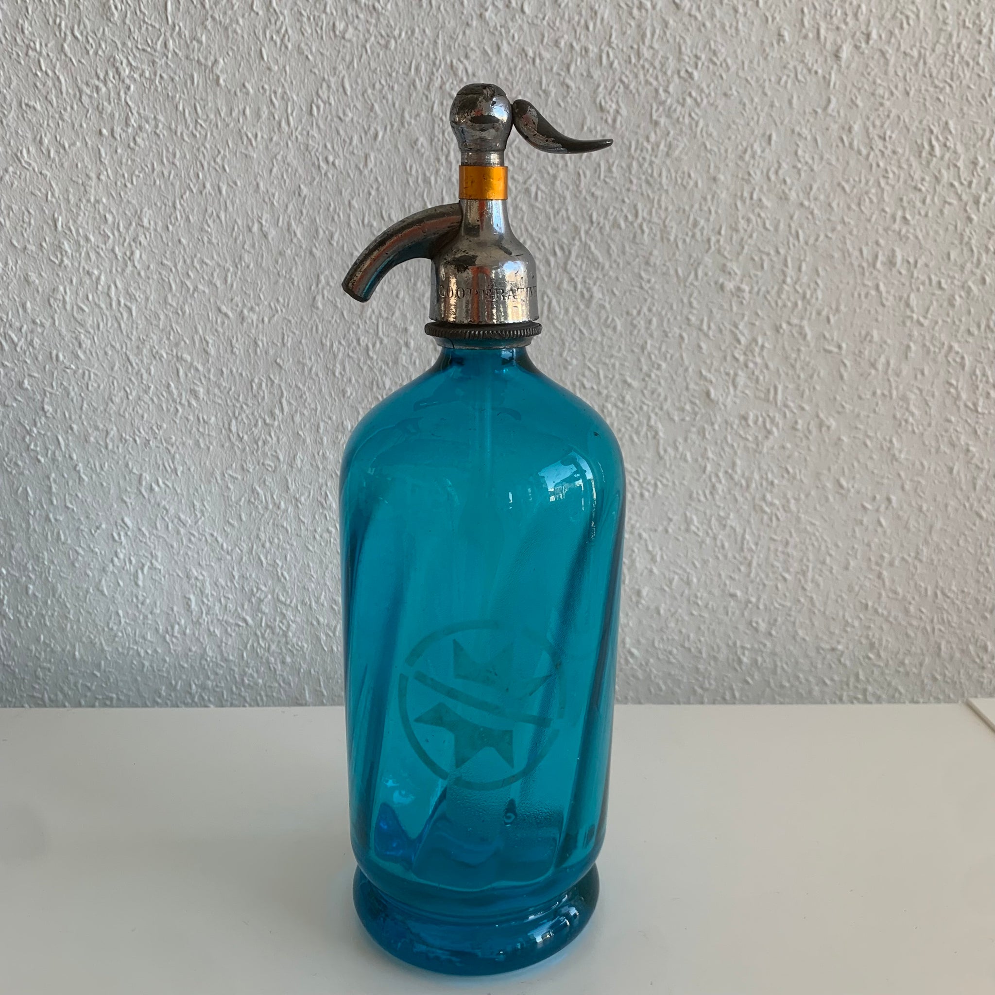 Vintage Sodaflasche blaues Glas – Trödelfuchs Vintage Shop