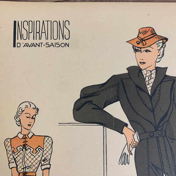 1930's French Art Deco Fashion Illustration Inspirations D'Avant Saison Blatt 323