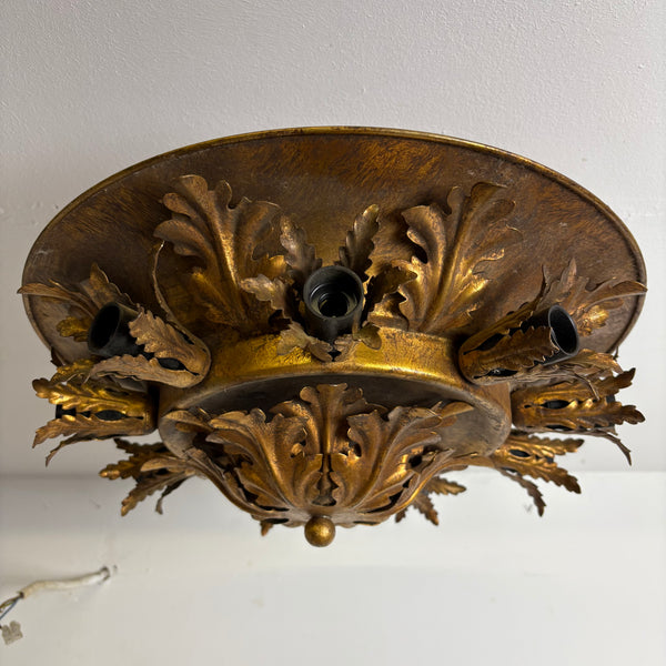 Vintage große vergoldete Deckenlampe mit 9 Leuchten von Banci Firenze