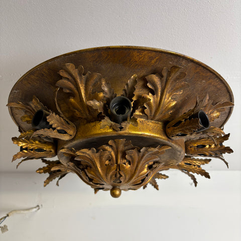 Vintage große vergoldete Deckenlampe mit 9 Leuchten von Banci Firenze