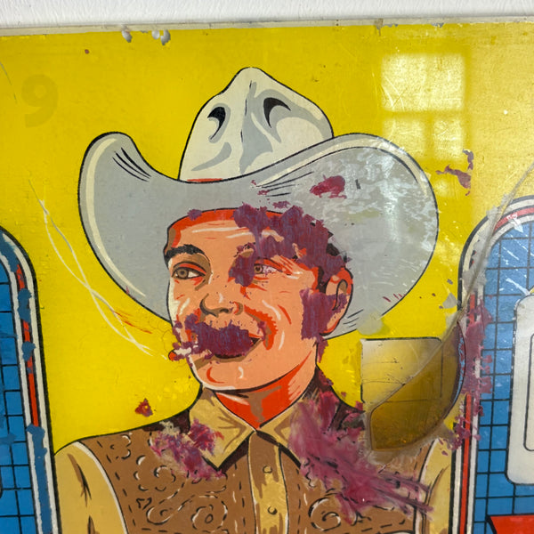 Vintage Pinball Backglass Flipperscheibe Gottlieb Texan