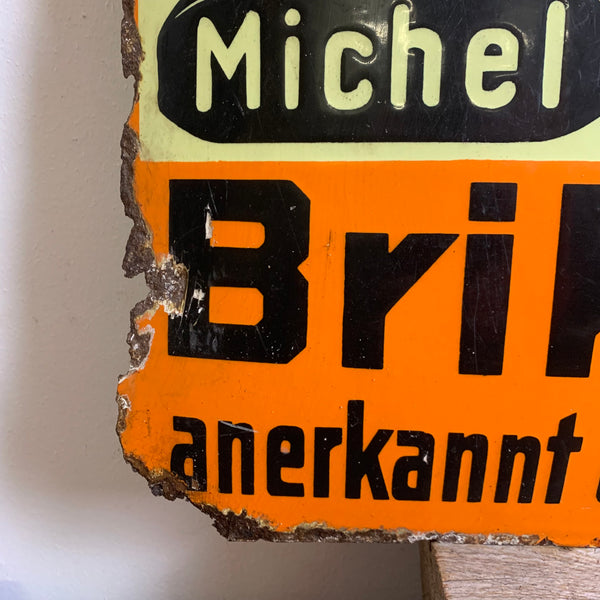 Antikes Emaille Schild Michael Briketts